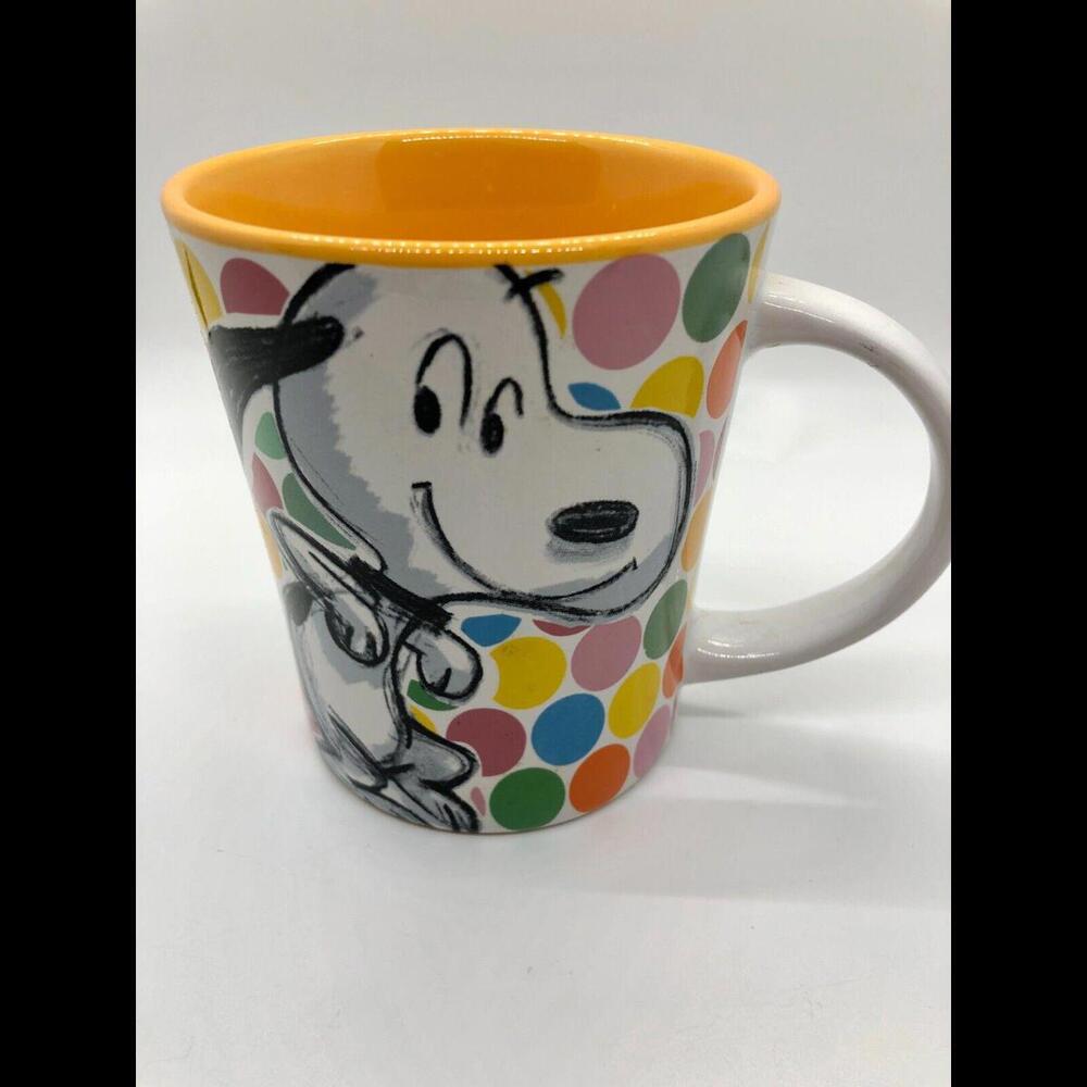 Snoopy Peanuts 16oz Ceramic Mug Polka-Dot Yellow by Gibson Charlie Brown